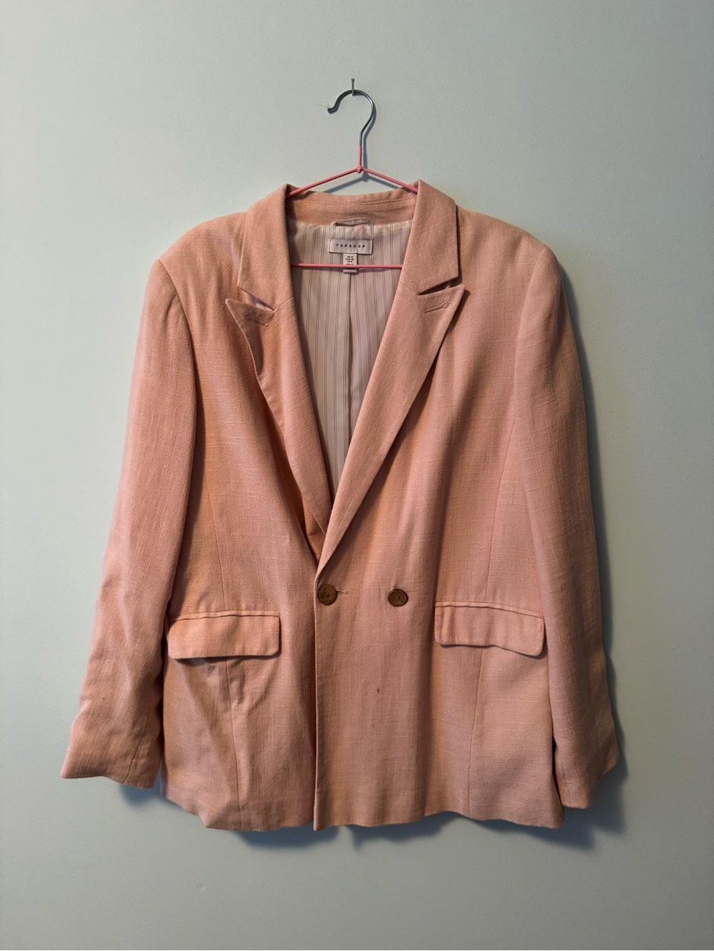 Topshop Blush Pink Double-Breasted Blazer